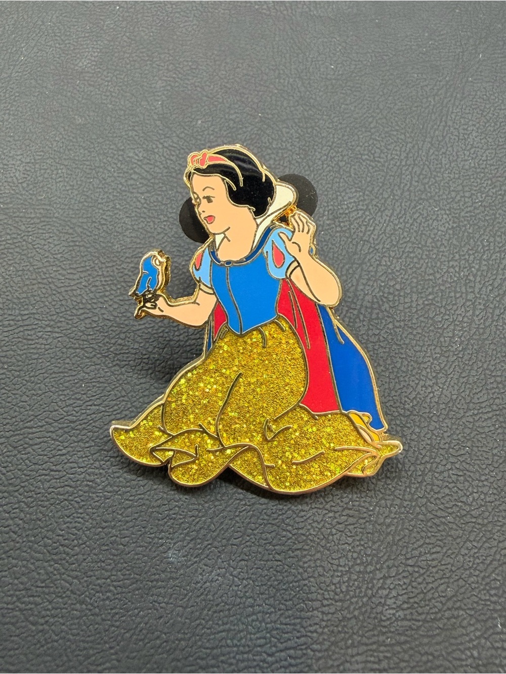 Disney Snow White Enamel Brooch - Blue, Red & Gold Glitter